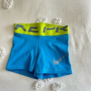 Teal and Green Nike Pro Shorts